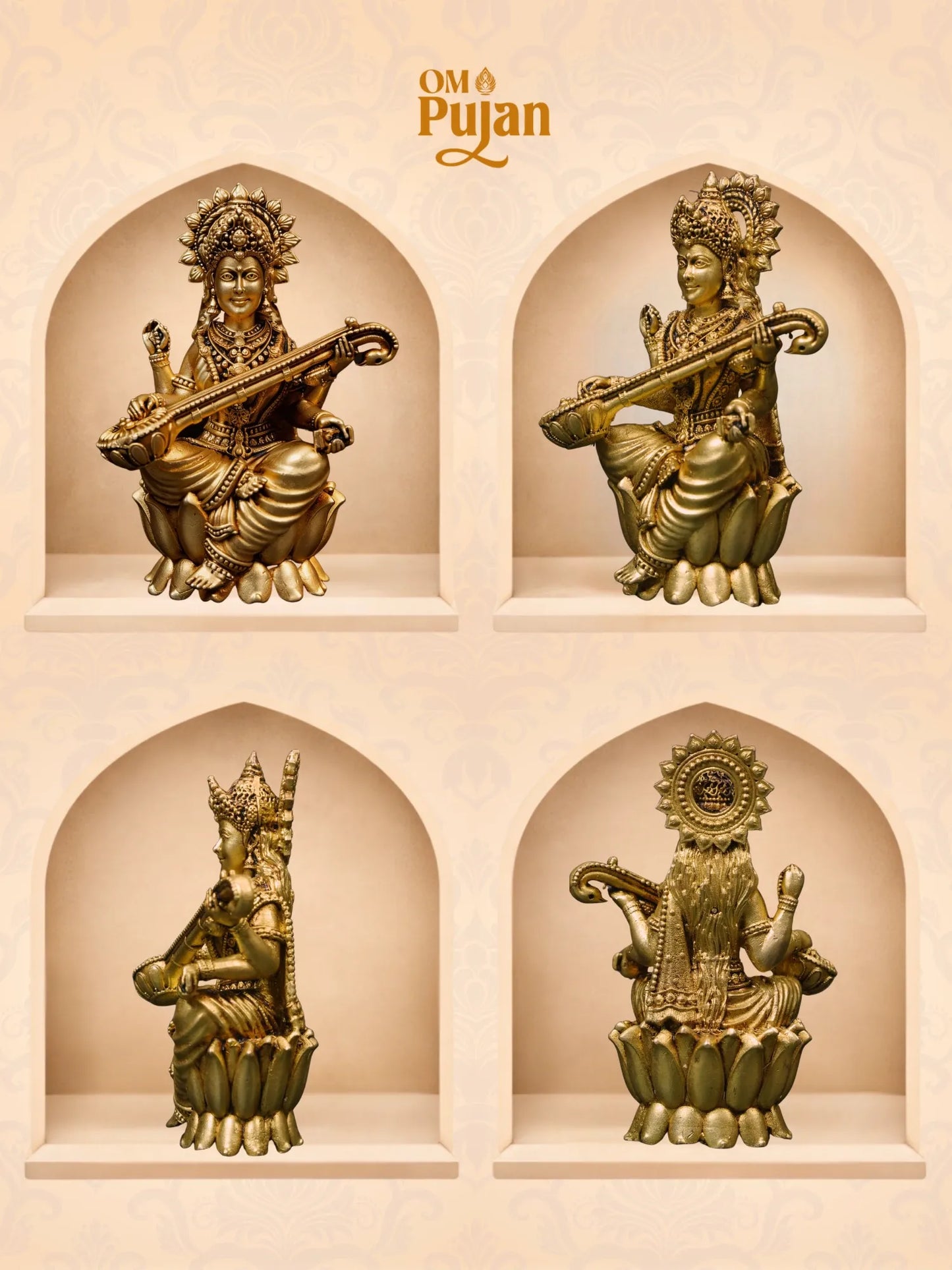 Maa Saraswati Brass Idol (Veena Sitting) – Signature Edition