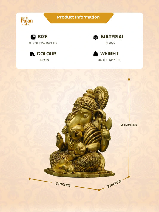 Shree Ganesh Ji Brass Idol – Signature Edition | Om Pujan