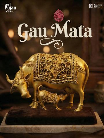 Gau Mata Brass Idol with Calf - Signature Edition