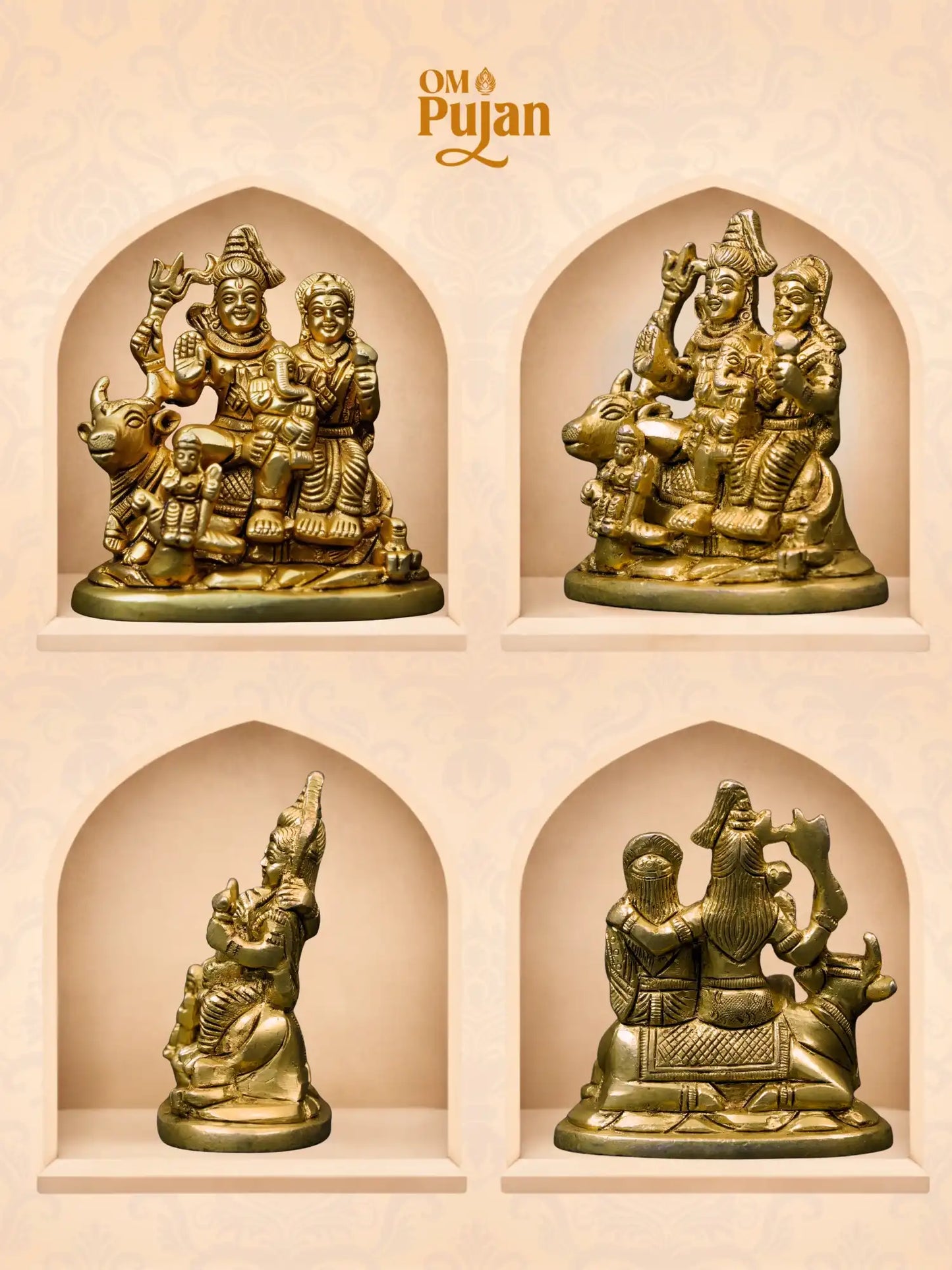 Brass Shiv Parivar Murti for Home Mandir – Classic Edition