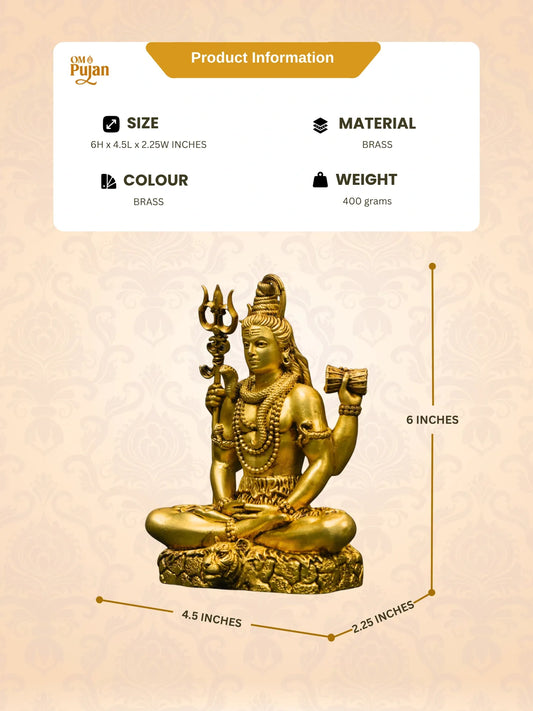 Lord Shiva Brass Idol in Meditation Pose – Signature Edition