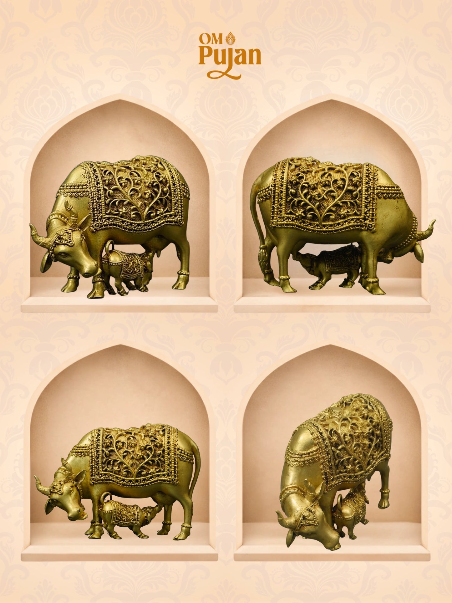 Gau Mata Brass Idol with Calf - Signature Edition