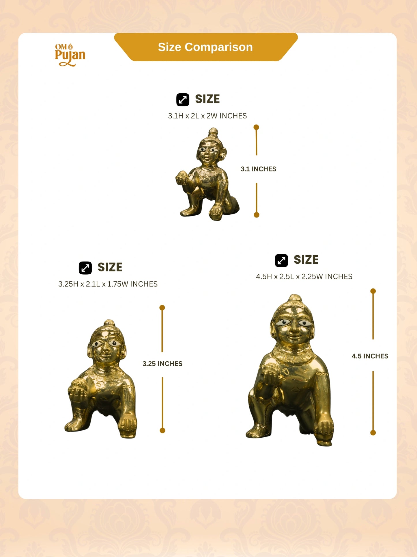 Brass Laddu Gopal Murti Premium Antique Finish