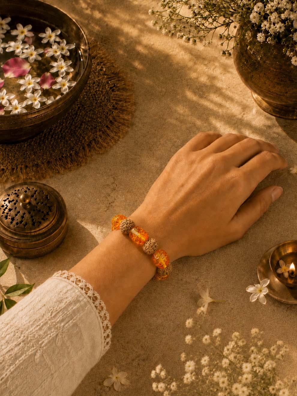 Surya Rudraksha Amber Bracelet