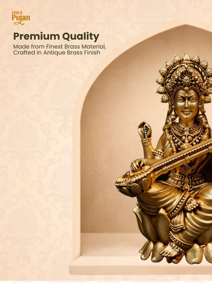 Maa Saraswati Brass Idol (Veena Sitting) – Signature Edition