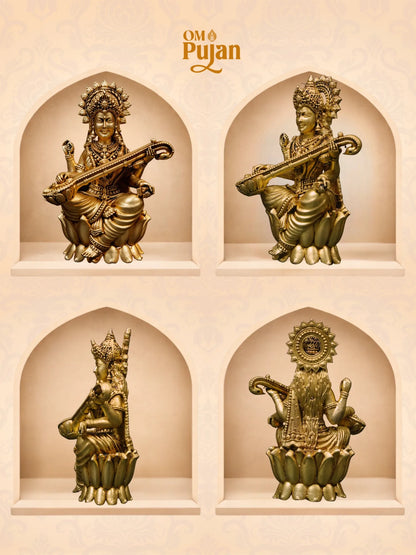 Maa Saraswati Brass Idol (Veena Sitting) – Signature Edition