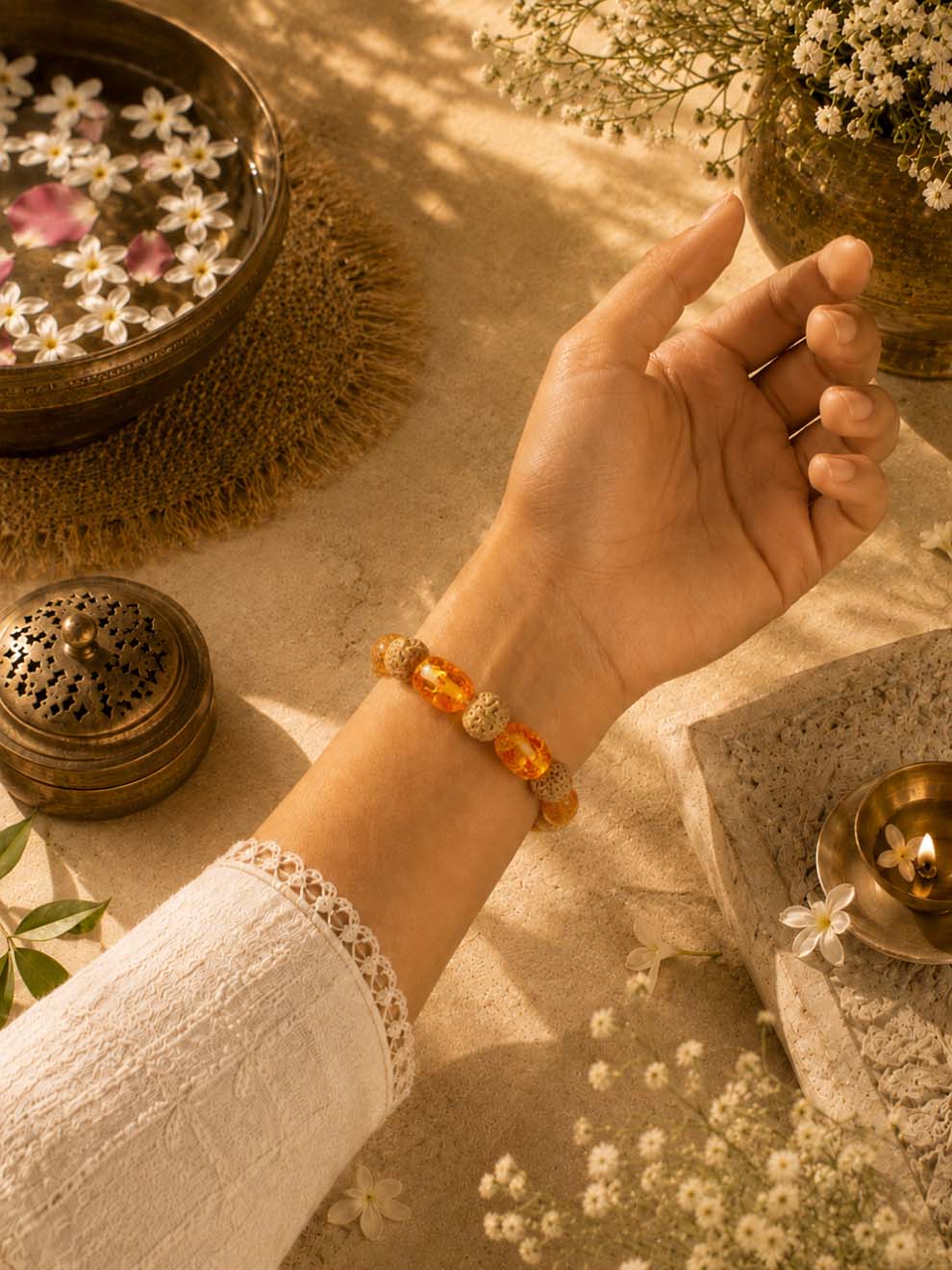 Surya Rudraksha Amber Bracelet