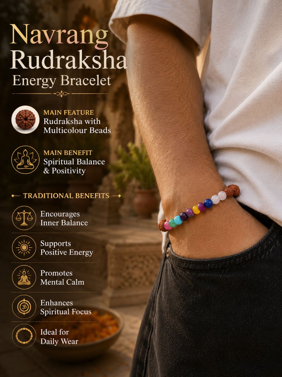 Navrang Rudraksha Spiritual Bracelet