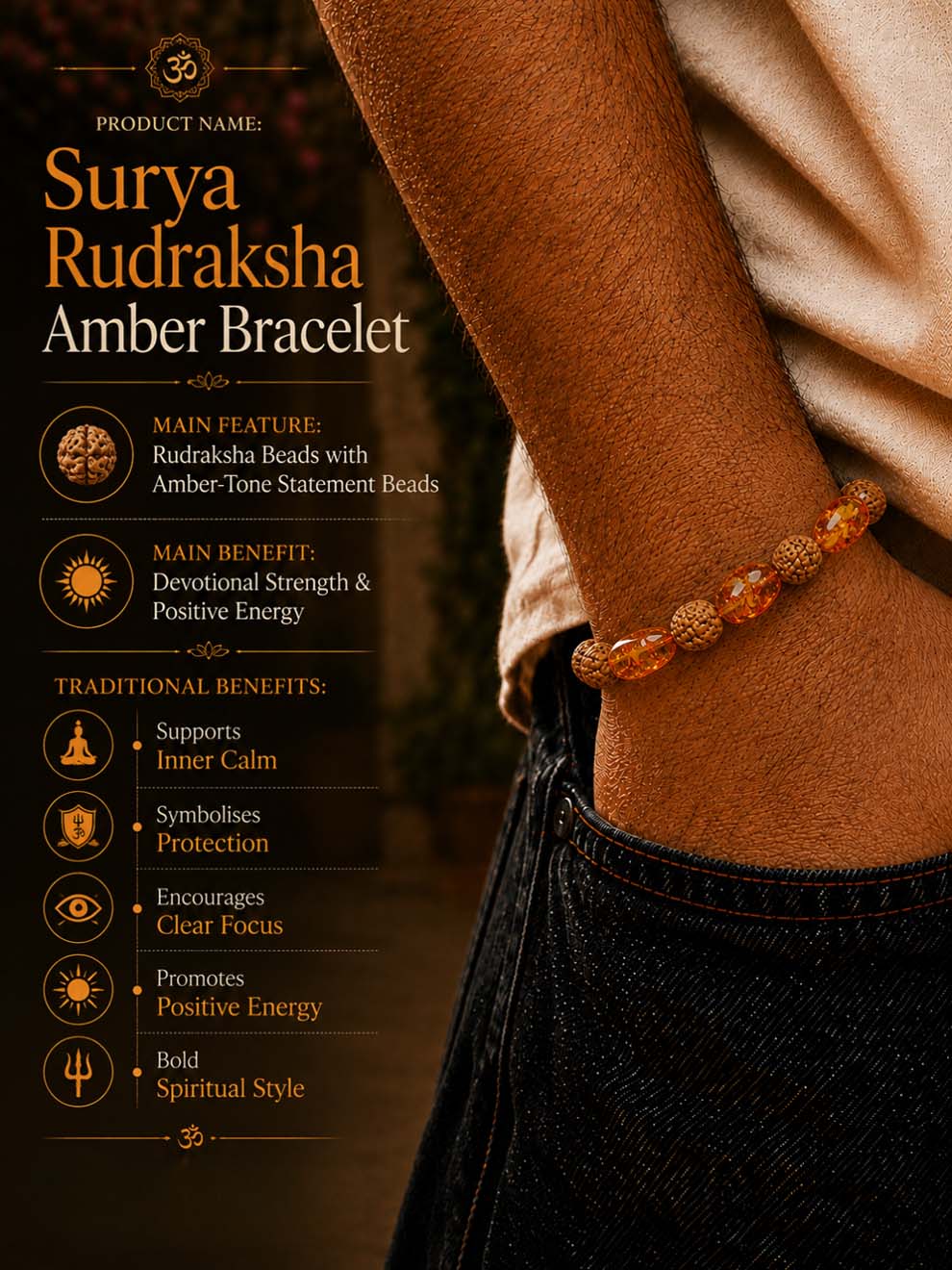 Surya Rudraksha Amber Bracelet