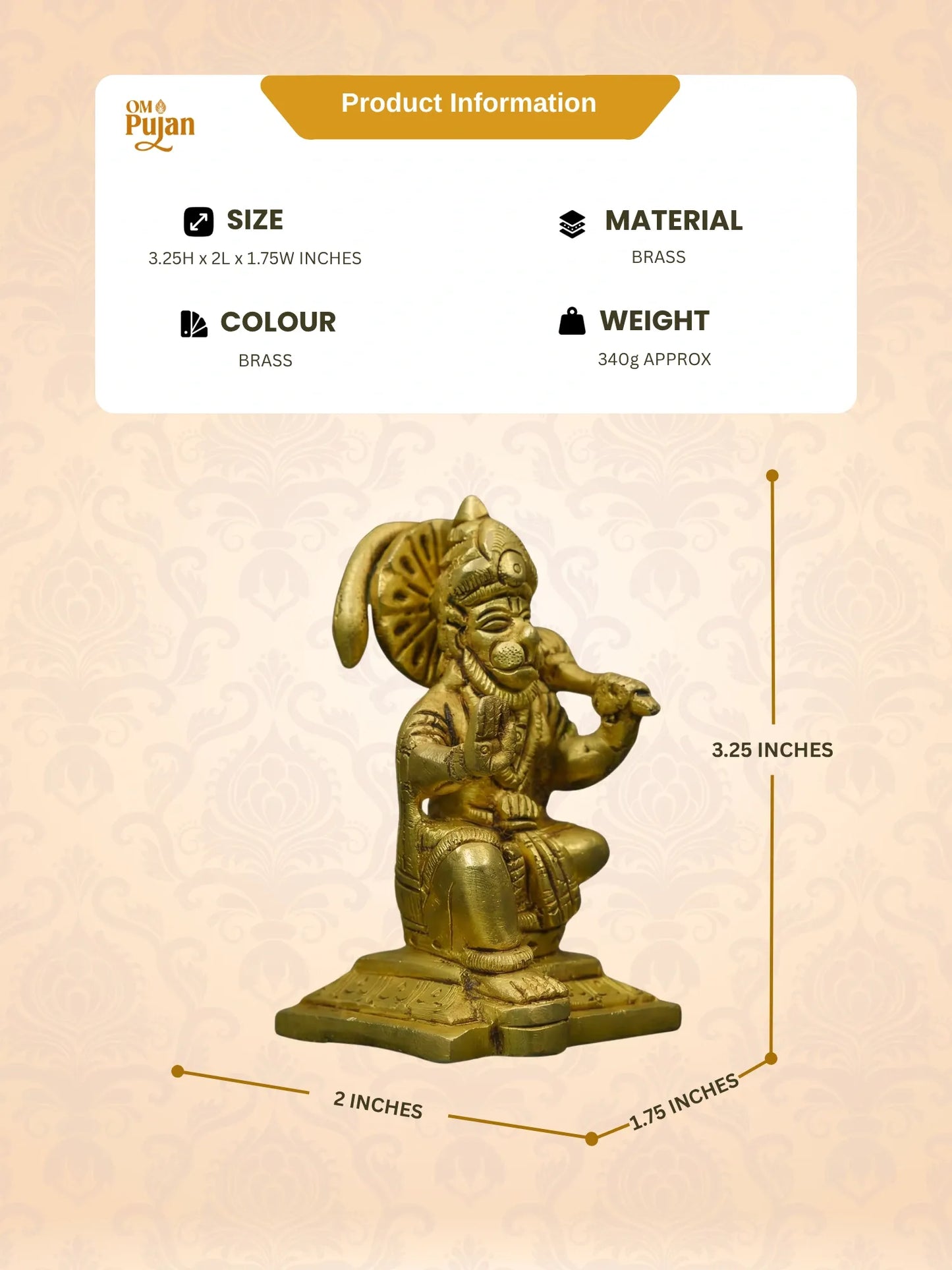 Shree Hanuman Ji Brass Idol - Classic Edition