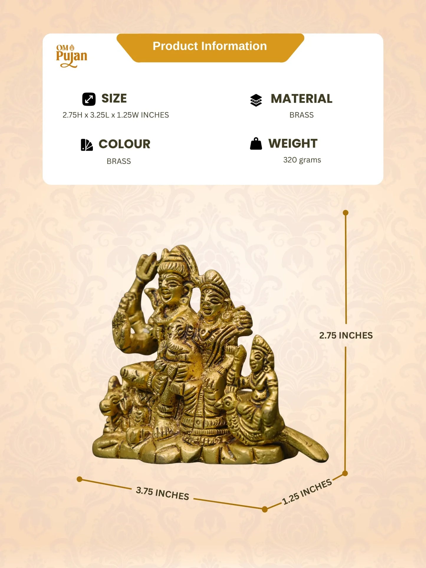 Brass Shiv Parivar Murti for Home Mandir – Classic Edition