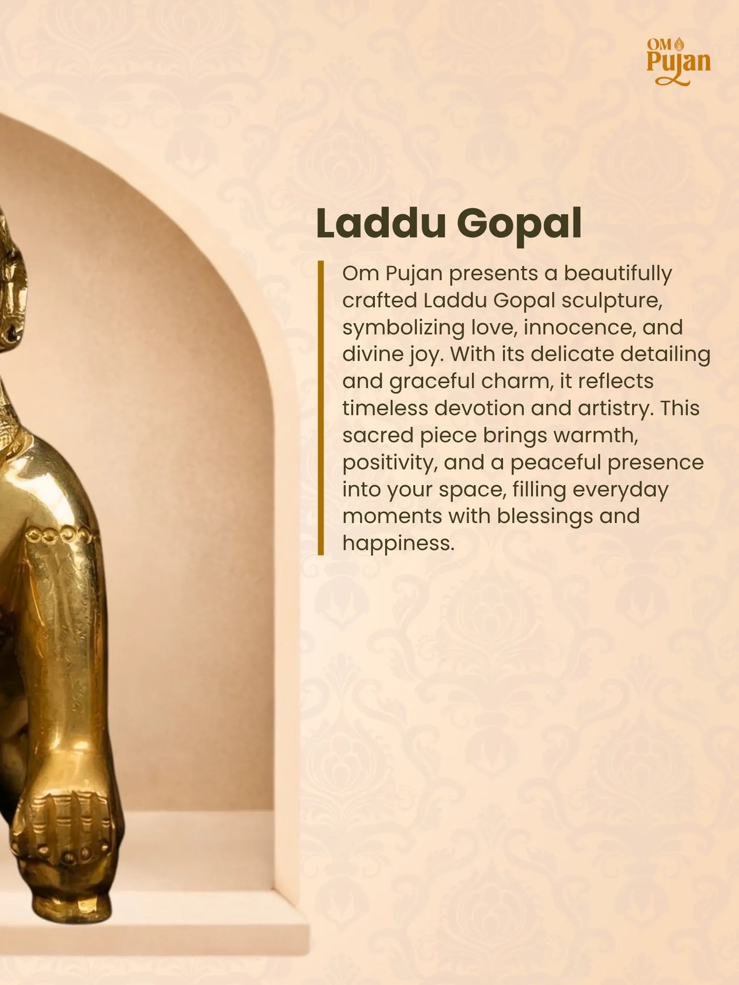 Brass Laddu Gopal Murti Premium Antique Finish