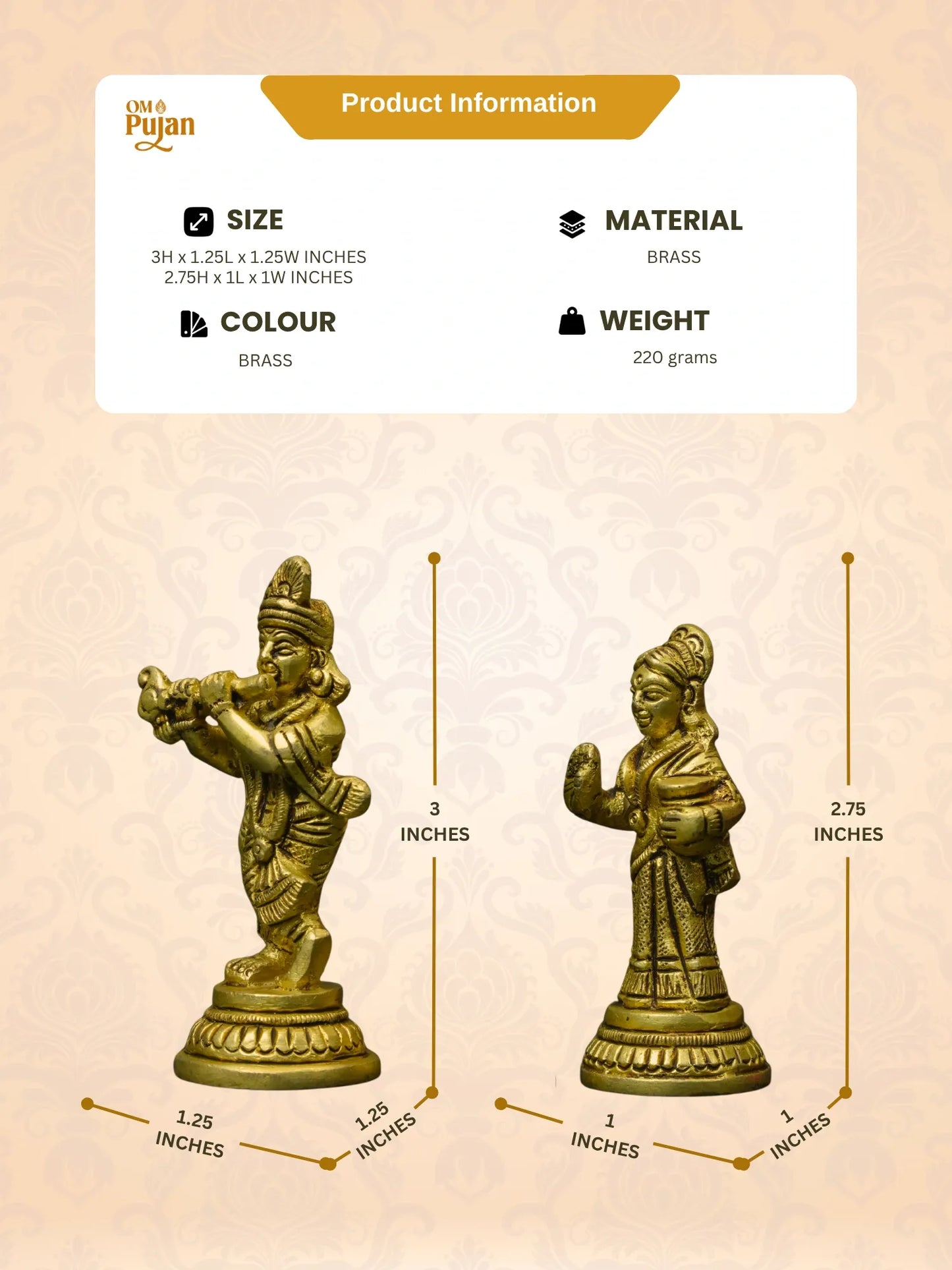 Radha Krishna Brass Idol – Classic Edition