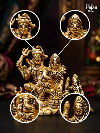 Brass Shiv Parivar Murti for Home Mandir – Classic Edition