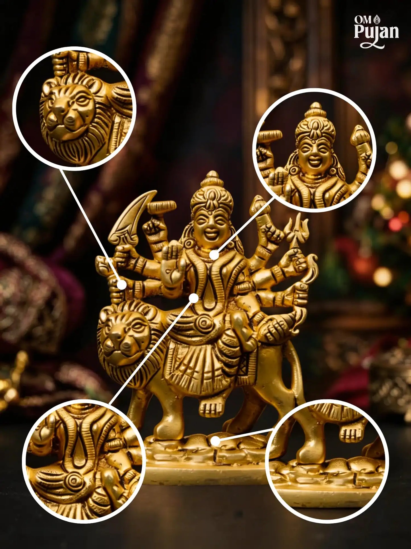 Maa Durga Brass Idol on Lion – Classic Edition