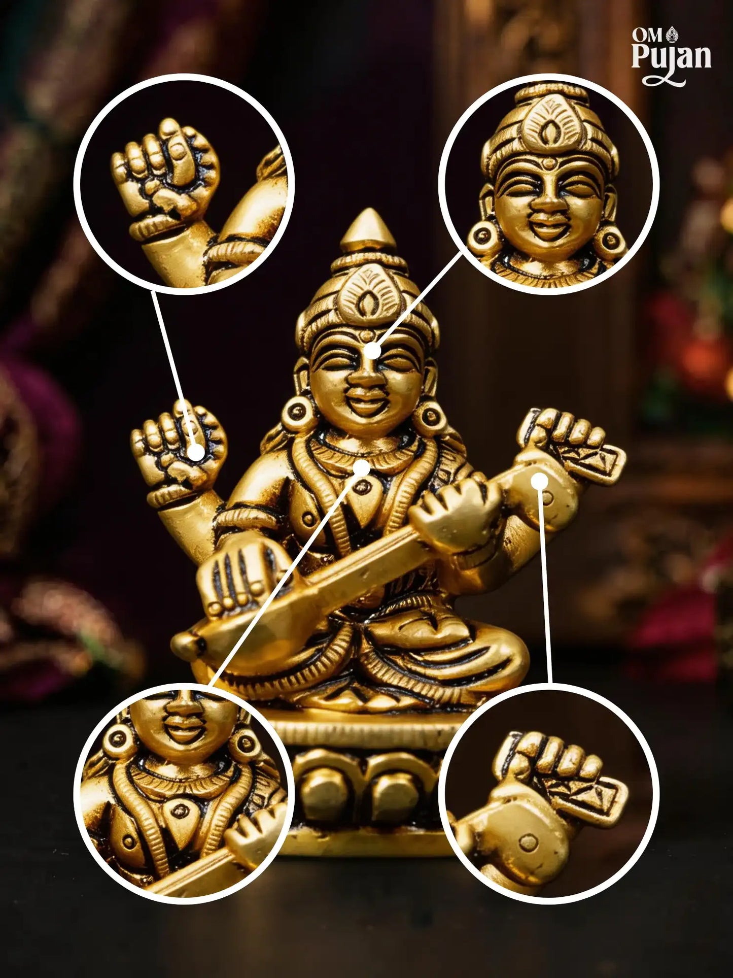 Maa Saraswati Brass Idol - Classic Edition