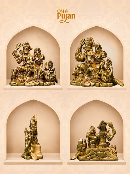 Brass Shiv Parivar Murti for Home Mandir – Classic Edition