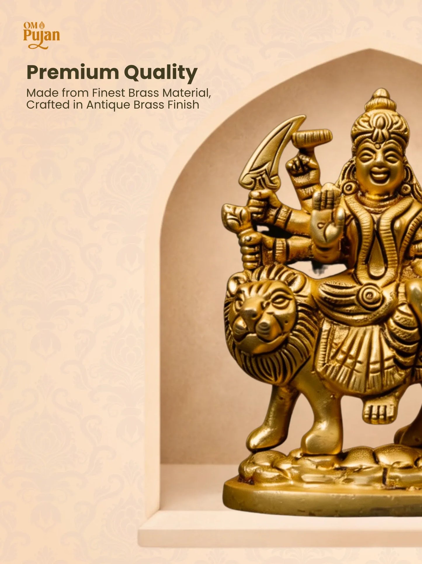 Maa Durga Brass Idol on Lion – Classic Edition