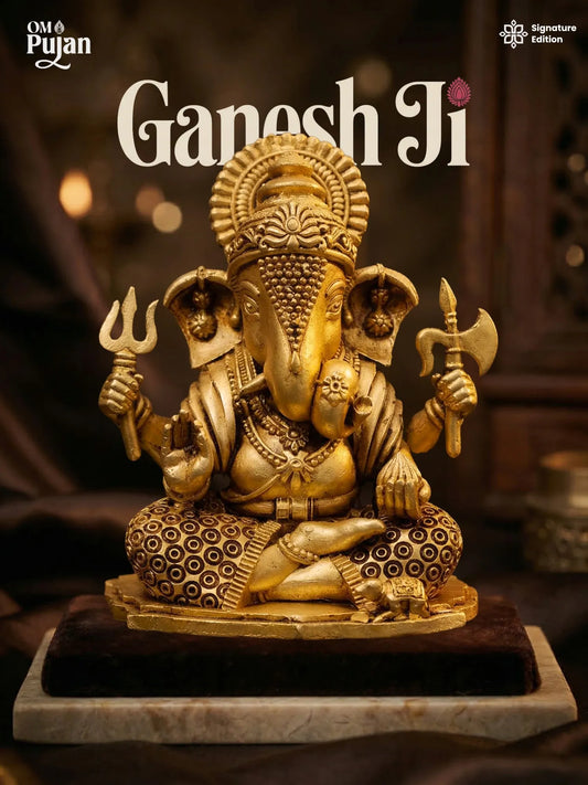 Shree Ganesh Ji Brass Idol – Signature Edition | Om Pujan