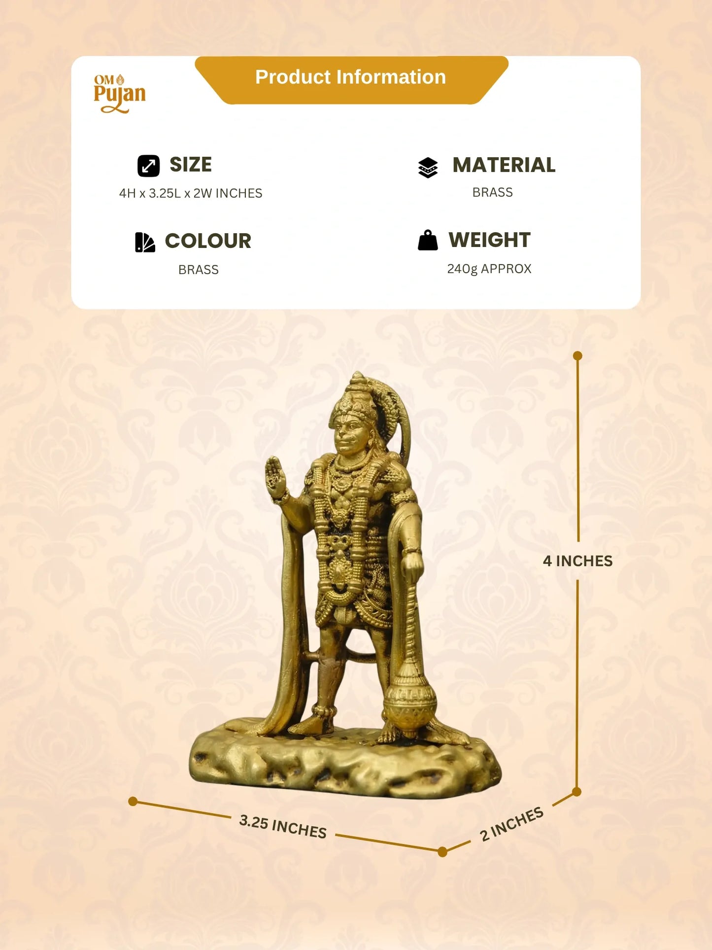 Shree Hanuman Ji Brass Idol - Signature Edition