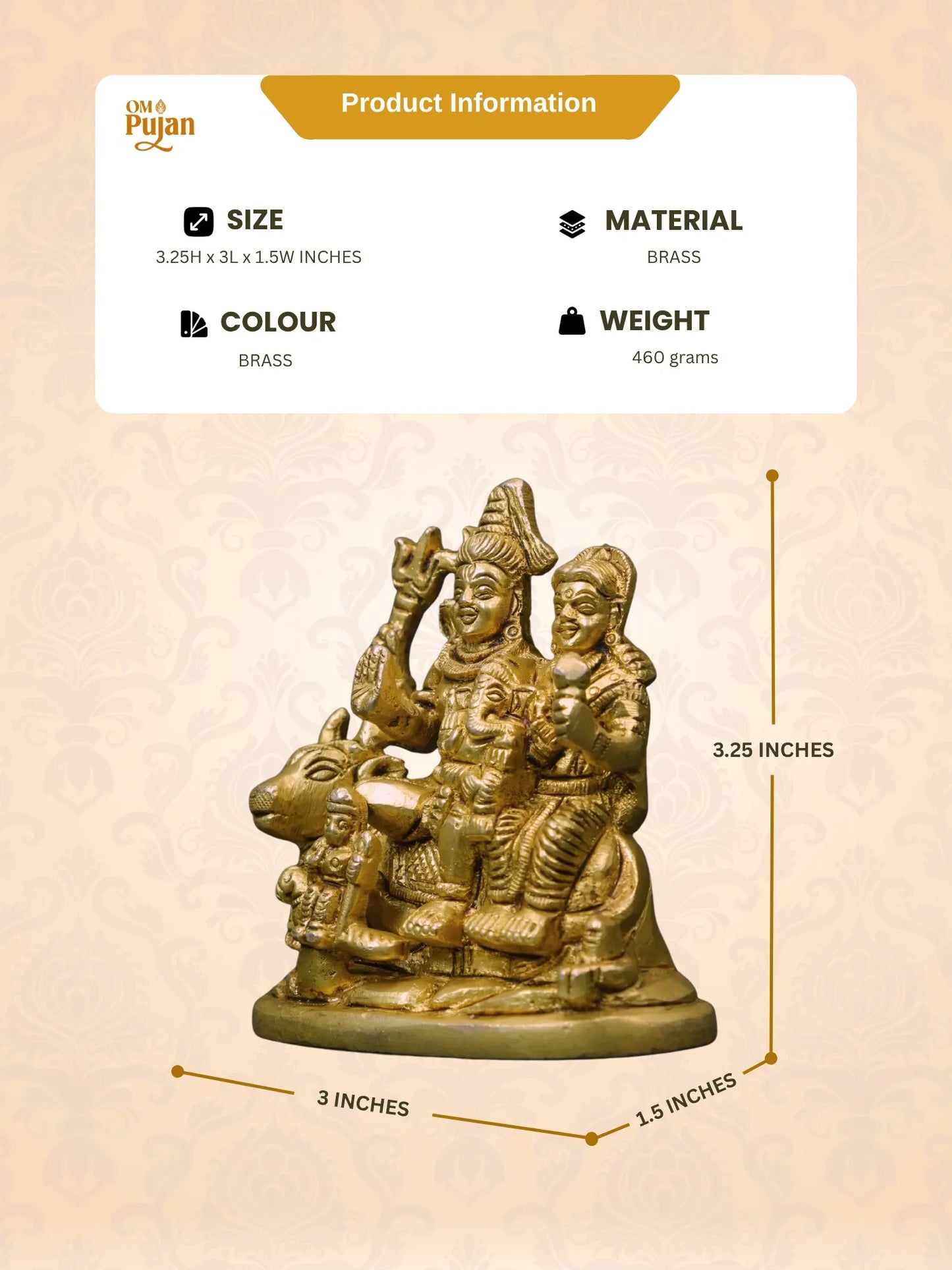 Brass Shiv Parivar Murti for Home Mandir – Classic Edition