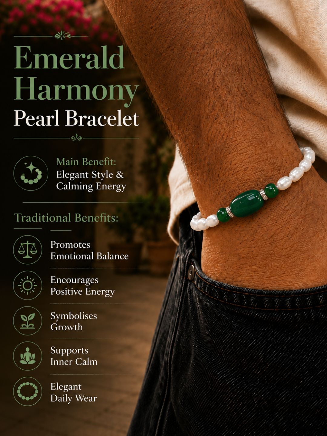 Emerald Harmony Pearl Bracelet