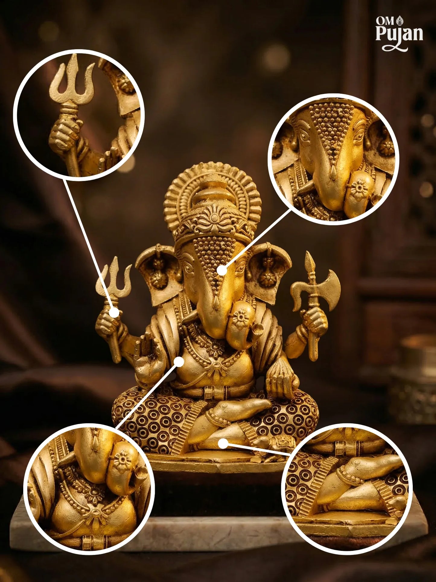 Shree Ganesh Ji Brass Idol – Signature Edition | Om Pujan
