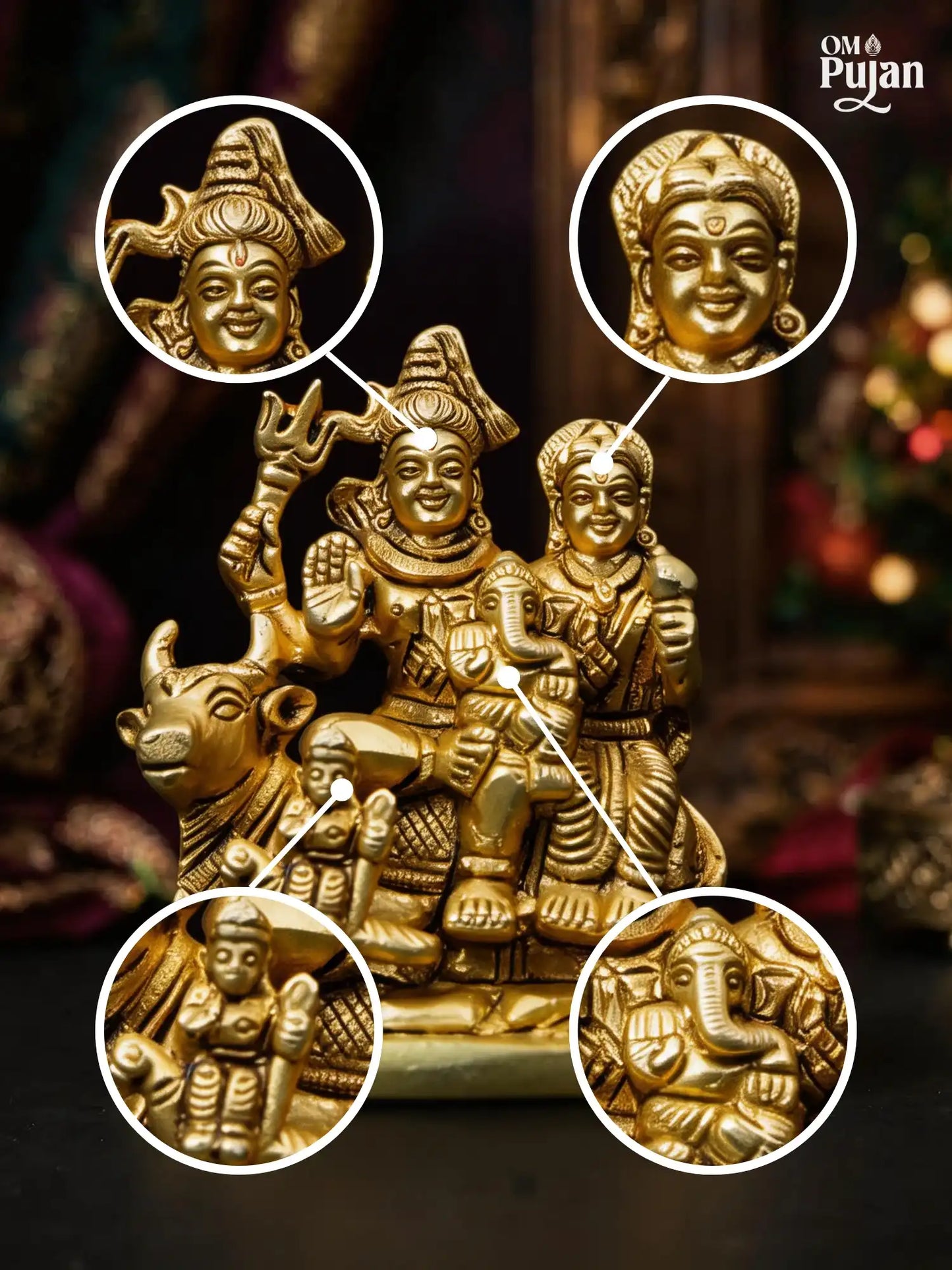 Brass Shiv Parivar Murti for Home Mandir – Classic Edition