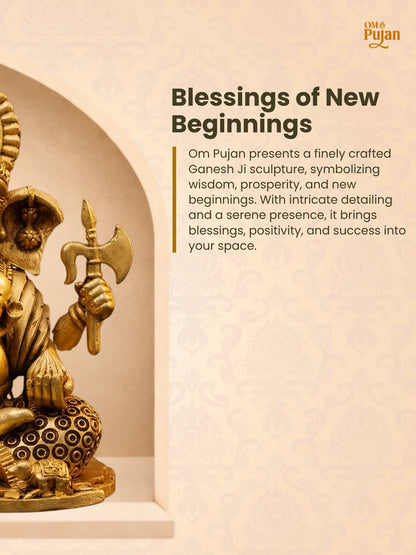 Shree Ganesh Ji Brass Idol – Signature Edition | Om Pujan