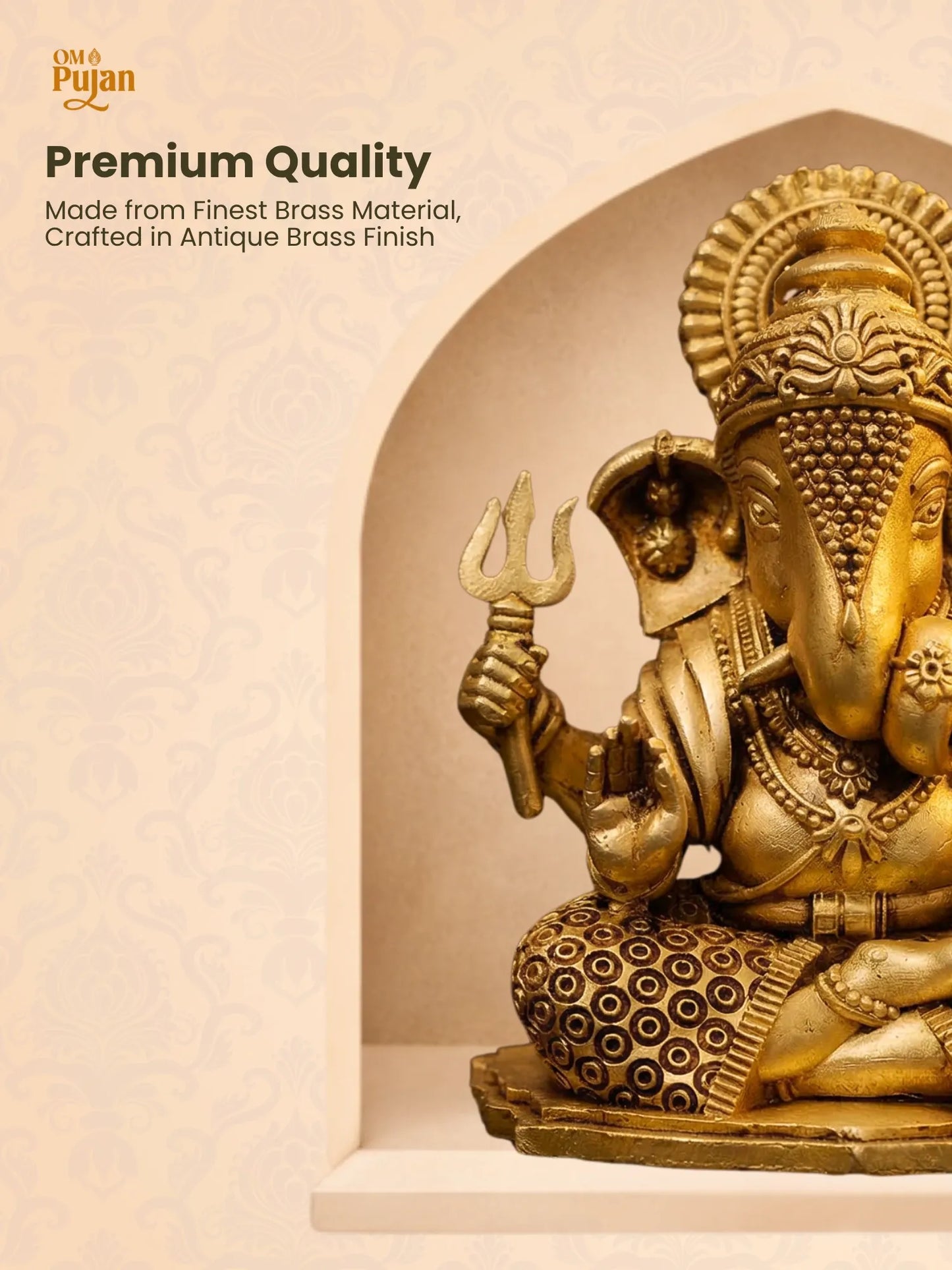 Shree Ganesh Ji Brass Idol – Signature Edition | Om Pujan