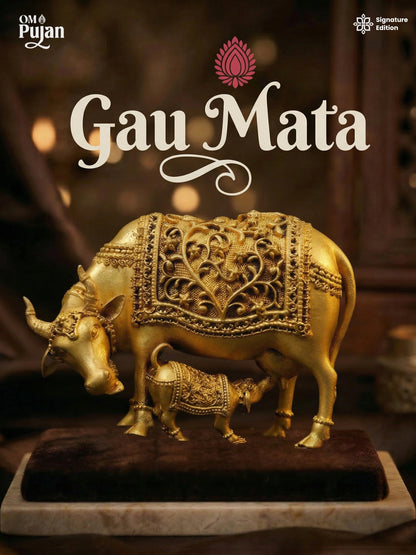 Gau Mata Brass Idol with Calf - Signature Edition