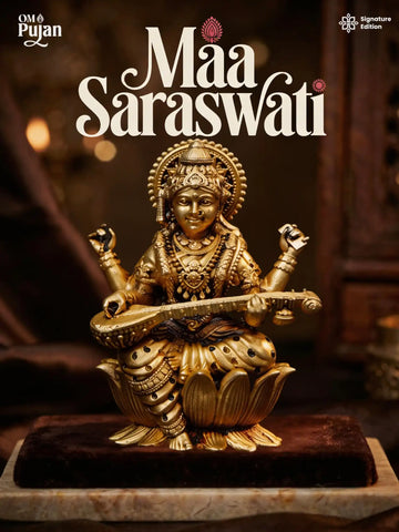 Maa Saraswati Brass Idol – Antique Finish Veena Murti | Signature Edition