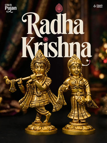 Radha Krishna Brass Idol Set - Classic edition