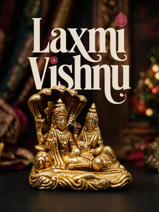 Laxmi Vishnu Brass Idol Murti - Classic edition