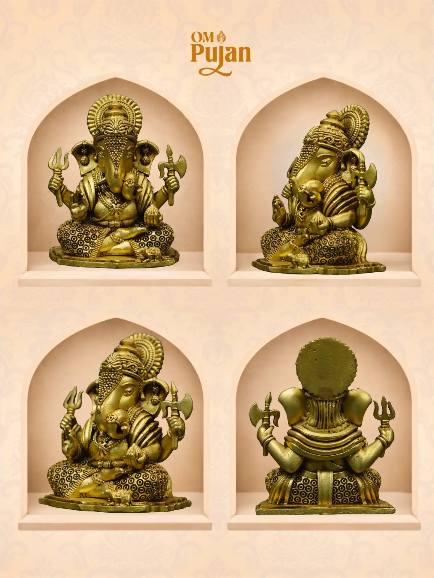 Shree Ganesh Ji Brass Idol – Signature Edition | Om Pujan