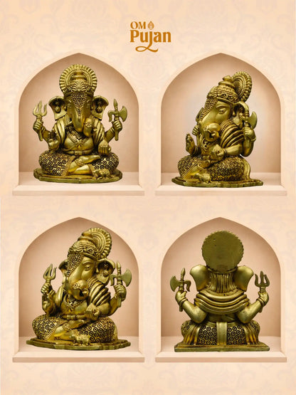 Shree Ganesh Ji Brass Idol – Signature Edition | Om Pujan