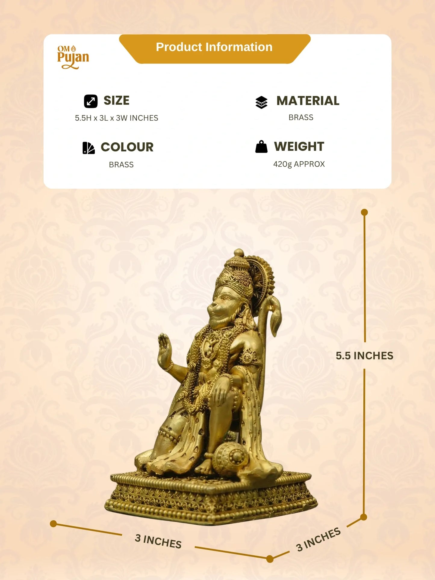 Shree Hanuman Ji Brass Idol - Signature Edition