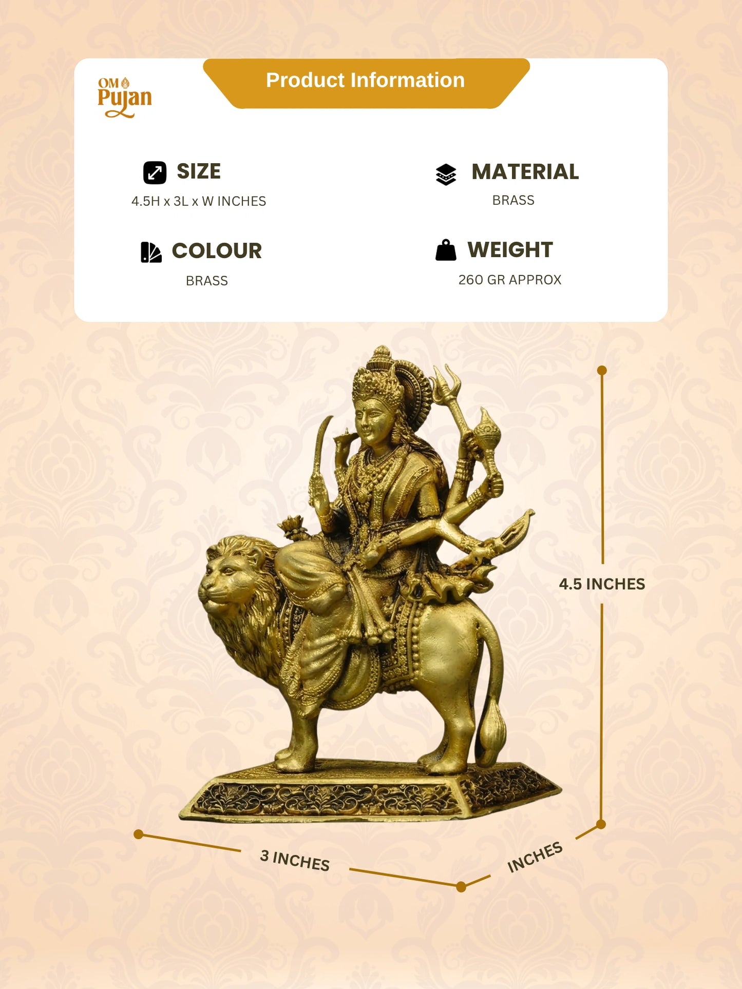 Maa Durga Brass Idol on Lion – Signature Edition