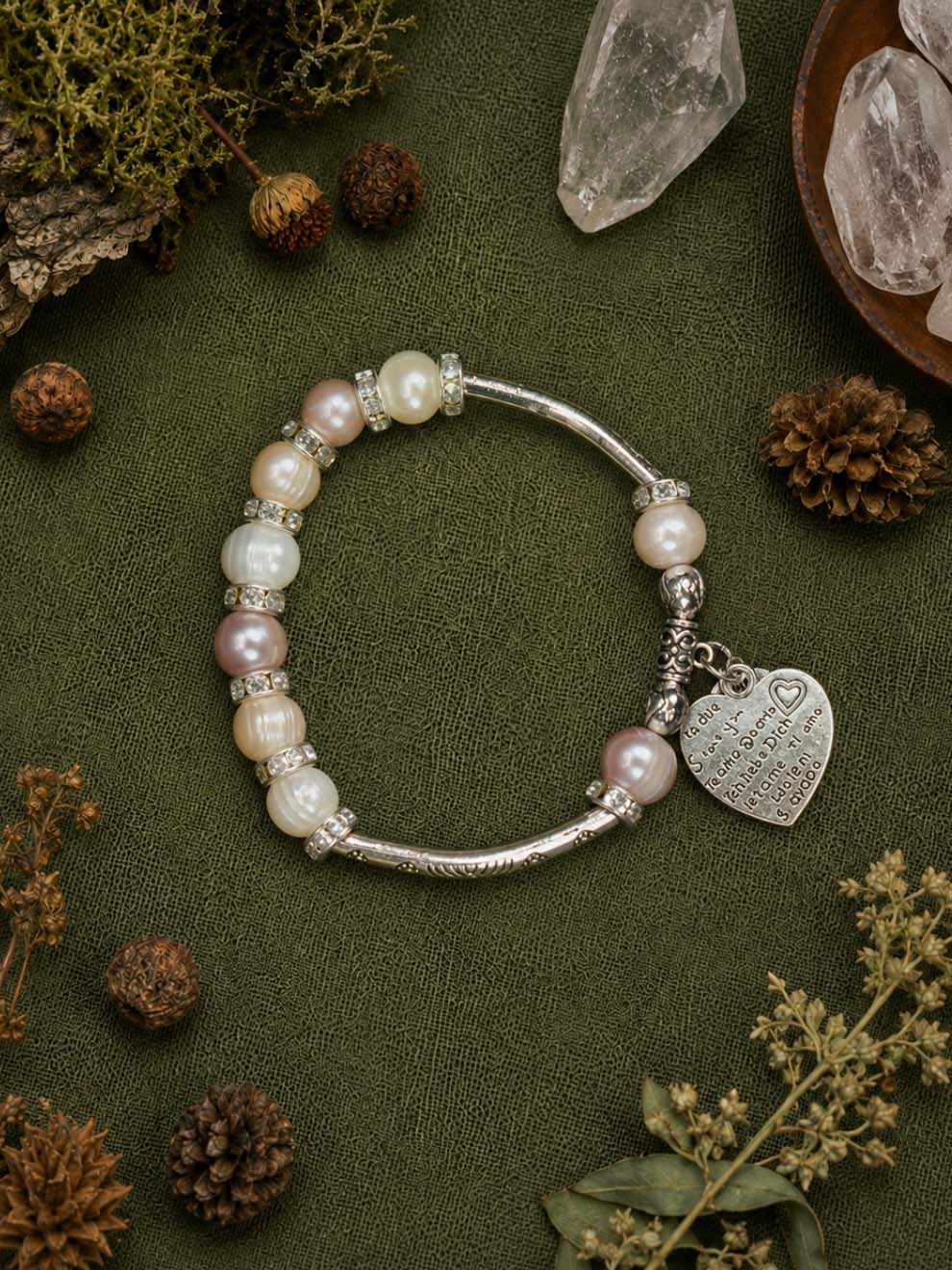 Blush Pearl Love Charm Bracelet