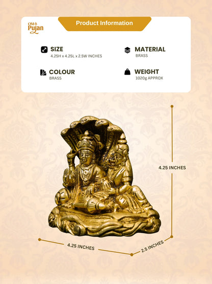 Laxmi Vishnu Brass Idol Murti - Classic edition