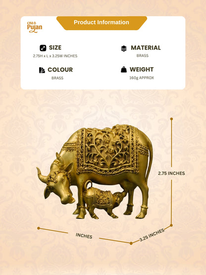 Gau Mata Brass Idol with Calf - Signature Edition
