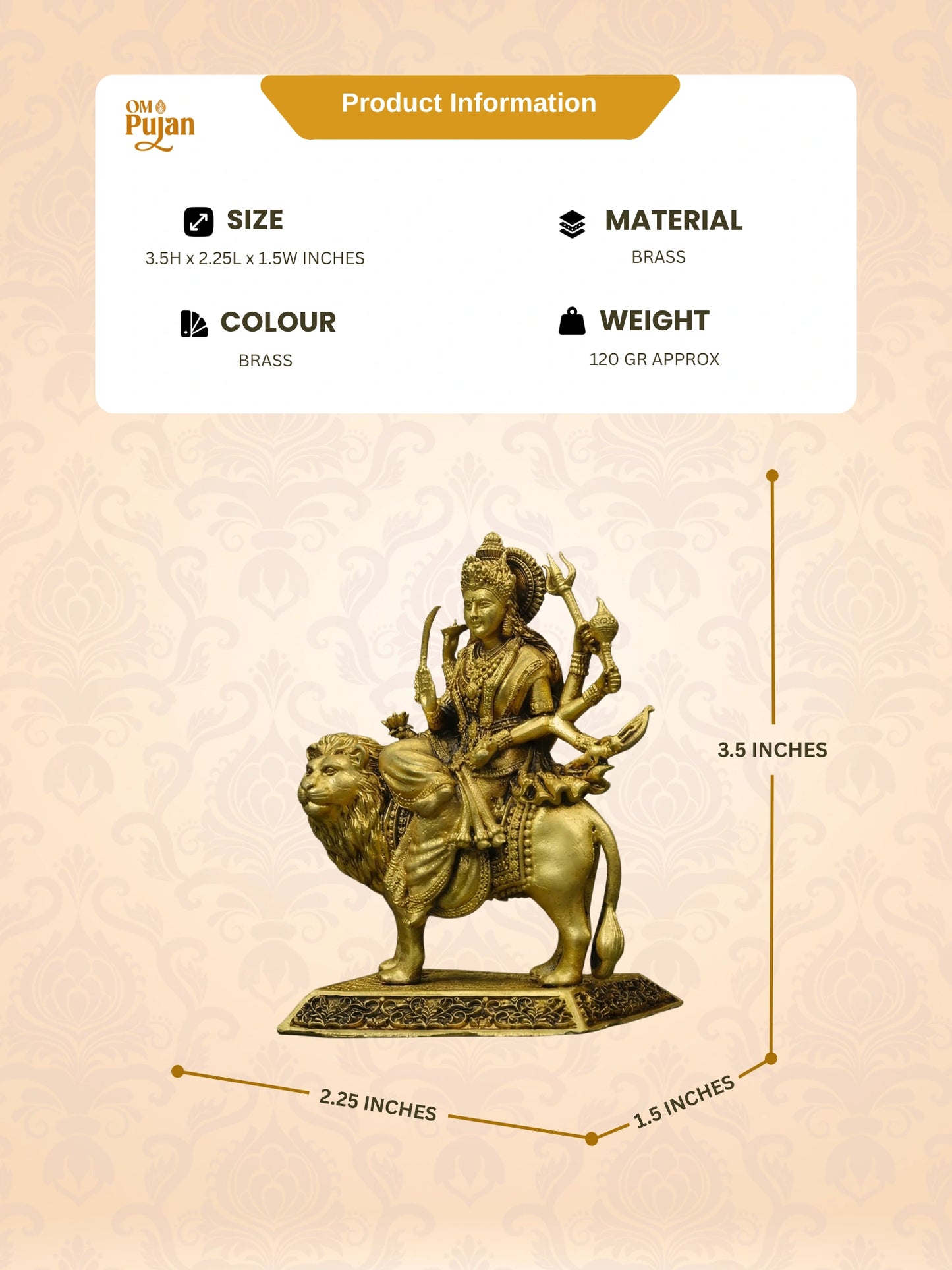 Maa Durga Brass Idol on Lion – Signature Edition