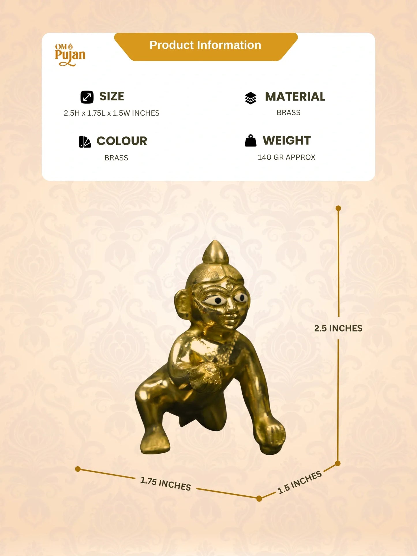 Brass Laddu Gopal Murti
