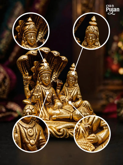 Laxmi Vishnu Brass Idol Murti - Classic edition