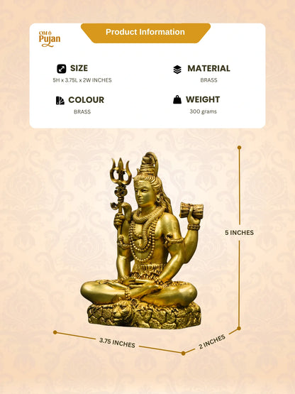 Lord Shiva Brass Idol in Meditation Pose – Signature Edition