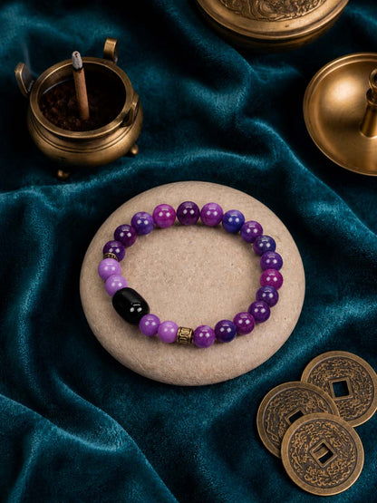 Purple Agate & Black Onyx Protection Bracelet