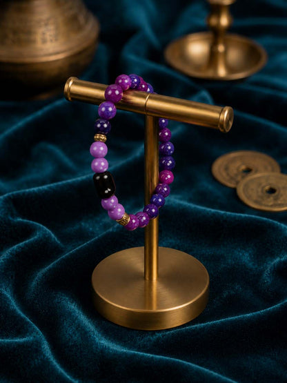 Purple Agate & Black Onyx Protection Bracelet