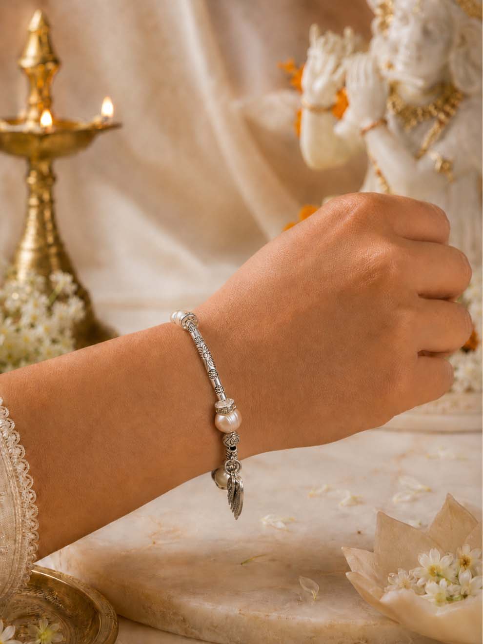 Blush Pearl Love Charm Bracelet