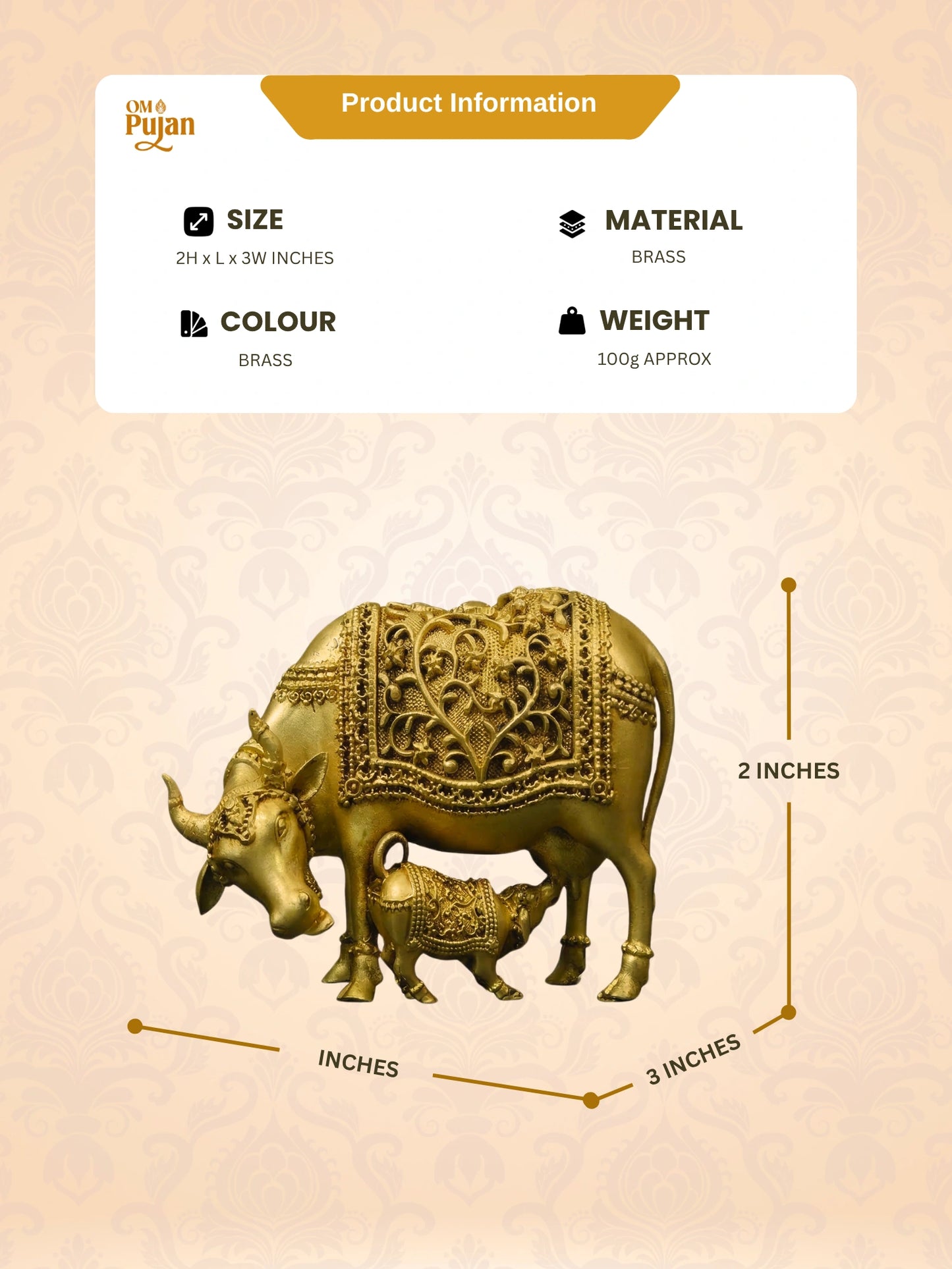 Gau Mata Brass Idol with Calf - Signature Edition