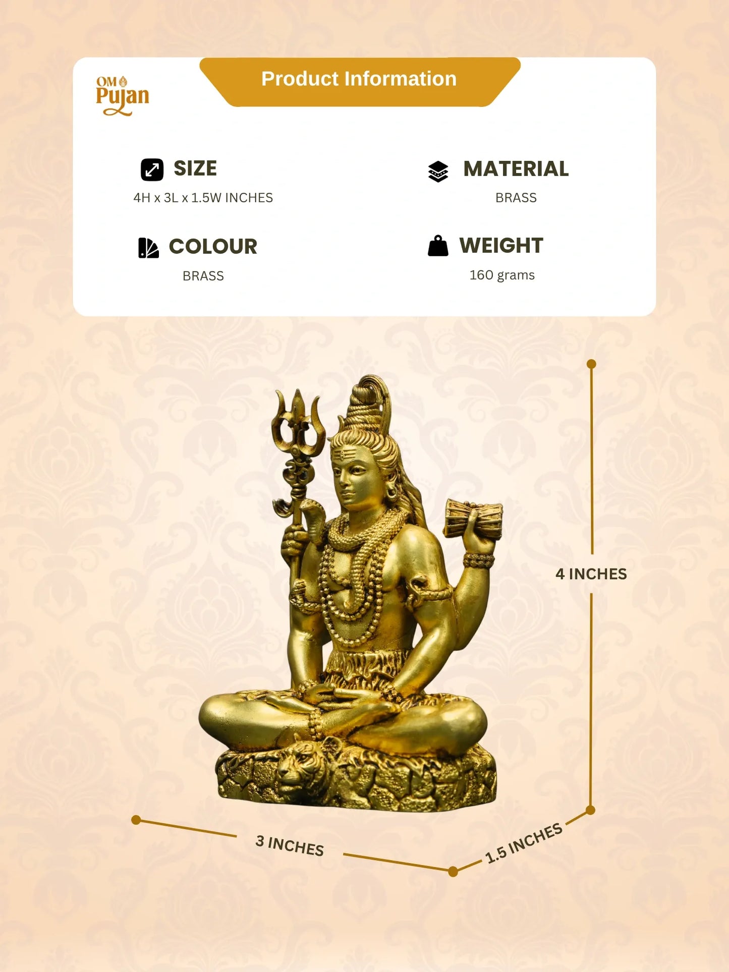 Lord Shiva Brass Idol in Meditation Pose – Signature Edition